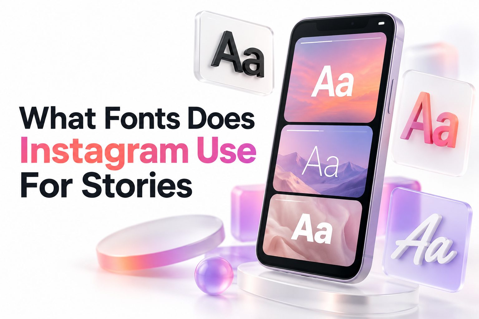 Instagram Stories typography featuring bold sans-serif text on a colorful gradient background